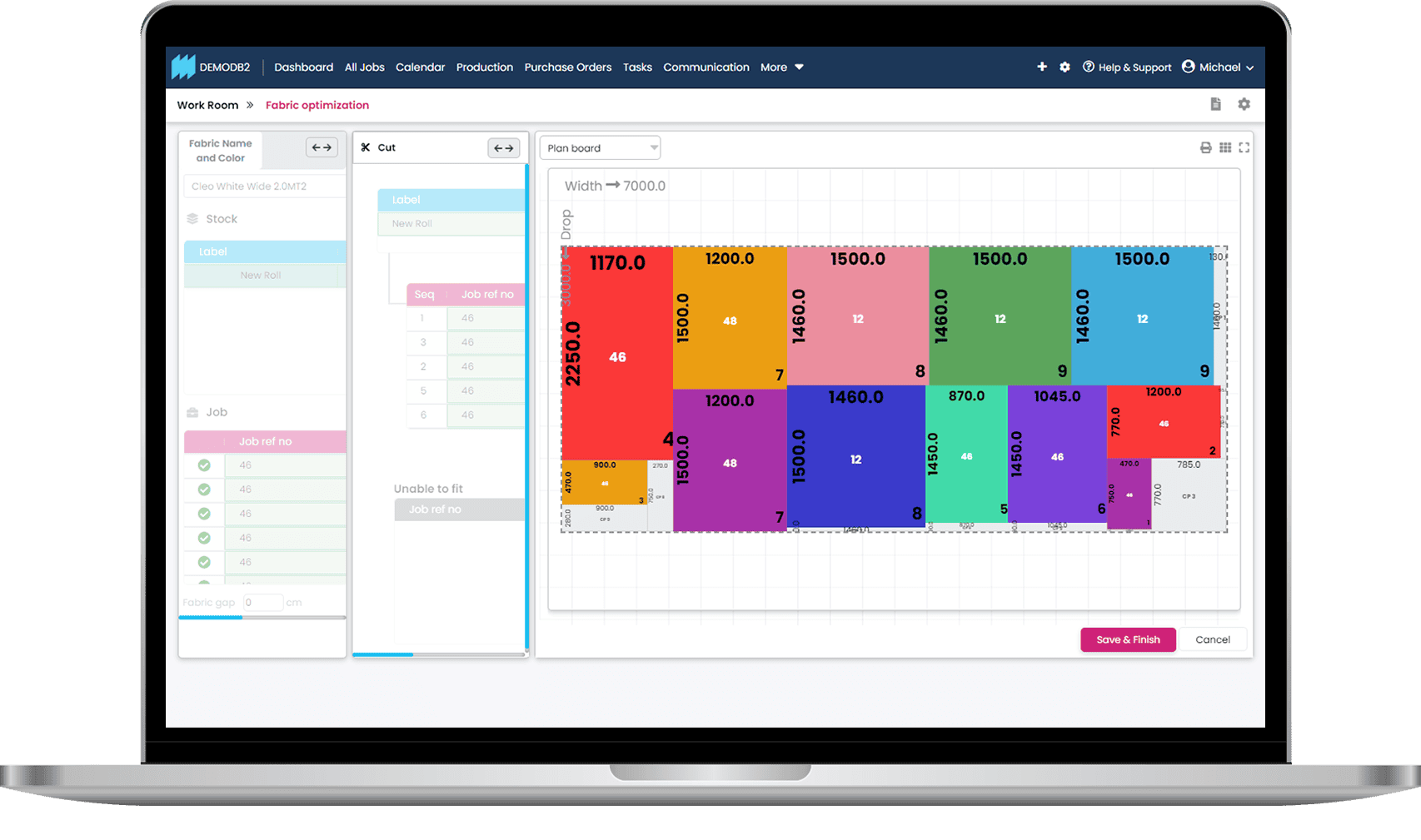 ERP software interface for manufacturing management and production planning.
