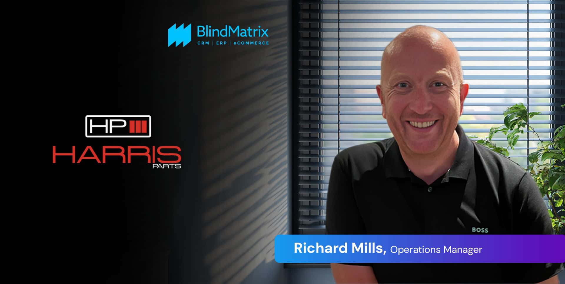 Harris Parts Operations Manager Richard Mills smiling in office setting.